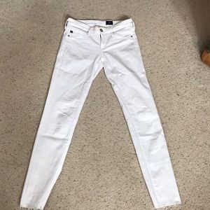 AG white skinny ankle jeans